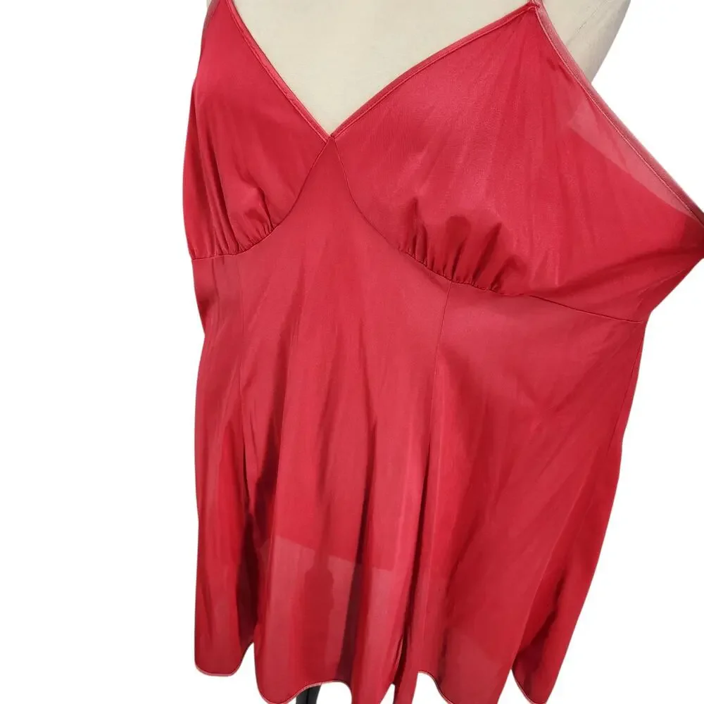 Vintage Figurfit Nylon Slip Dress - Red Size 50 - Picture 2 of 8